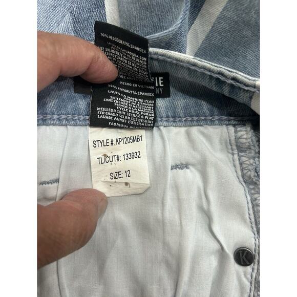 NWT KUT Size 12 Women’s Connie High Rise Ankle Skinny Striped Jeans Raw Hem - Picture 12 of 12